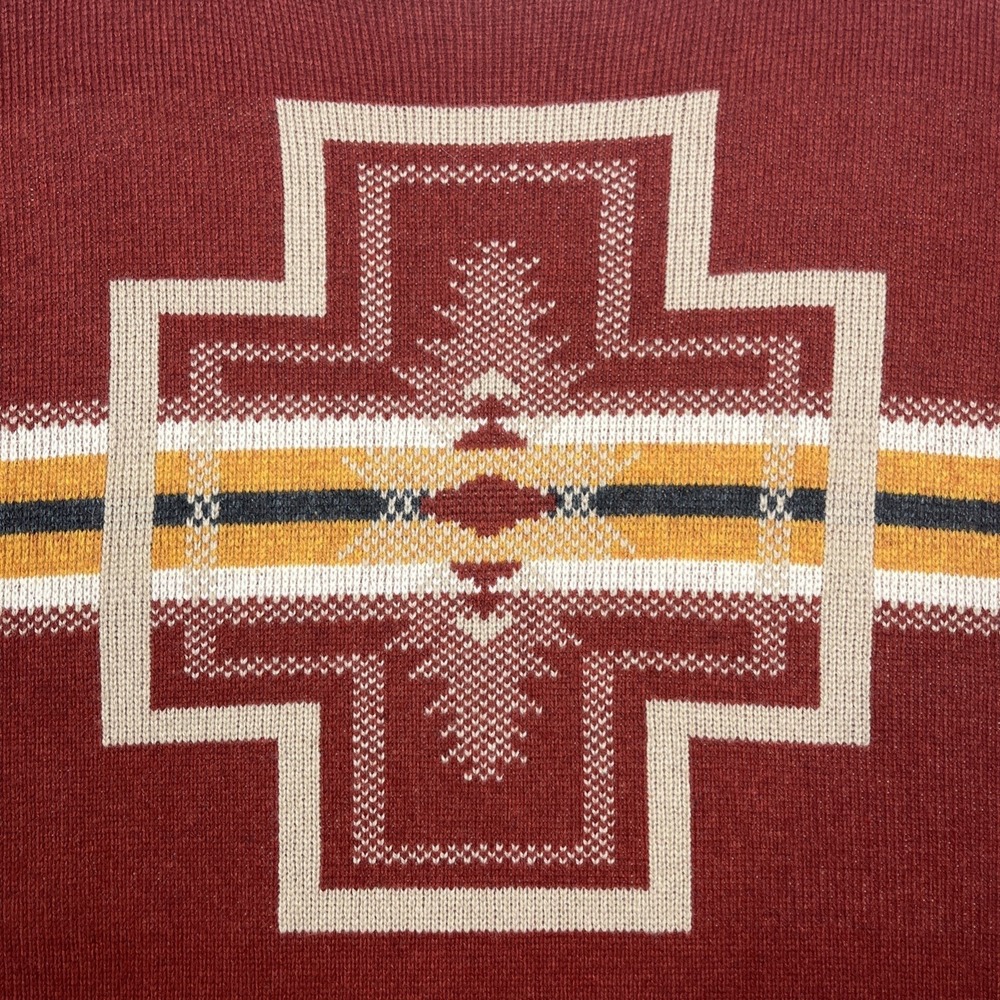 Pendleton Women's XL Sweater Red Lambswool Blend Southwest Aztec Geometric Print - Picture 5 of 13